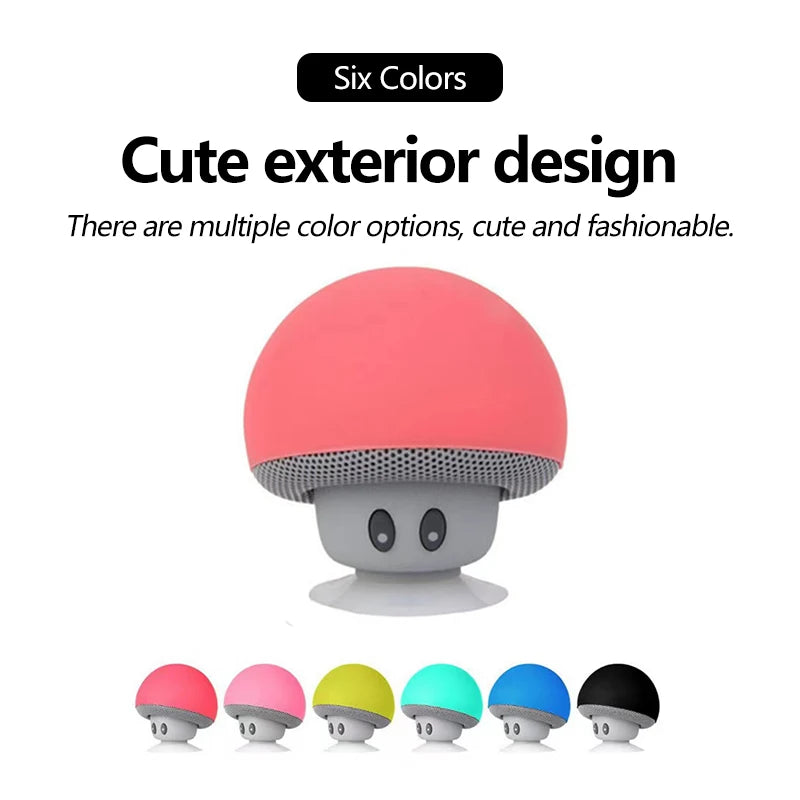 Portable Waterproof Bluetooth Speaker with Cute Cartoon Mushroom Design for iPhone and Xiaomi