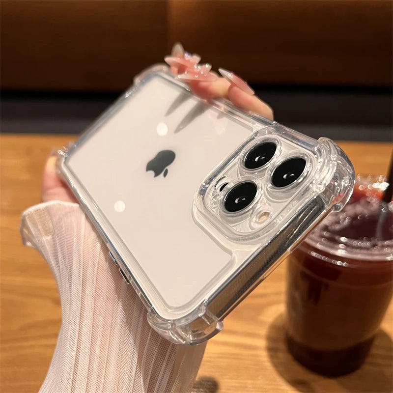 Premium Shockproof Transparent Case for iPhone 15, 14, 13, 12, 11 Pro Max, X, XS, XR, 7, 8 Plus - Bumper Cover