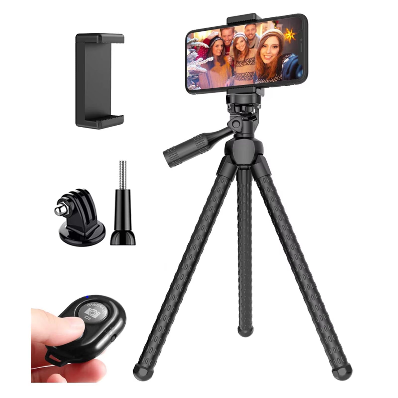 Portable and Adjustable Flexible Phone Tripods Camera Stand Holder with Wireless Remote and Universal Phone Mount