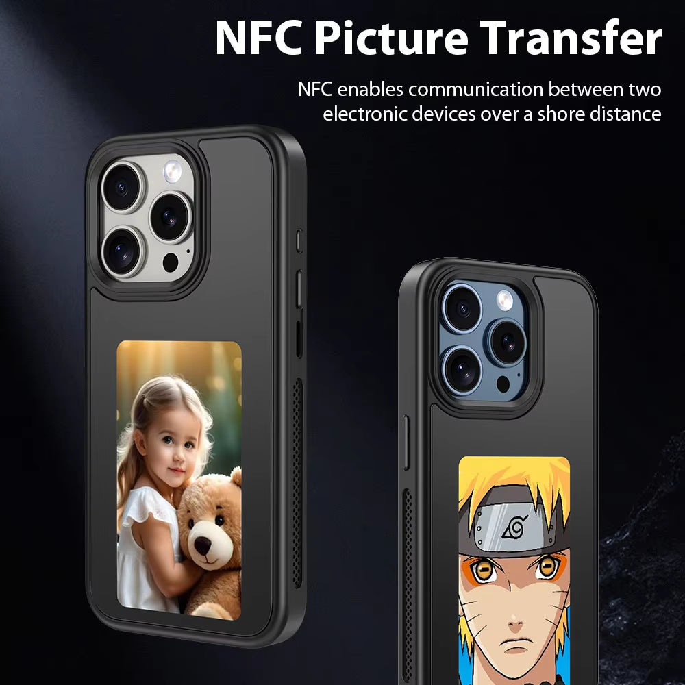 NFC Function Phone Case DIY Electronic Ink Case for  15 14 Pro 3.7Inch Screen Display Box Wireless Transmission Projection